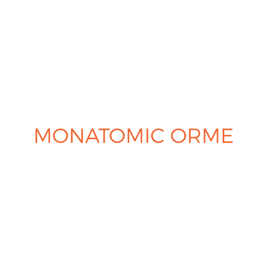 Orange text 'MONATOMIC ORME' on a white background